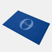 Gepersonaliseerde naam in monogram lettertype blau deurmat (Schuin)