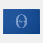 Gepersonaliseerde naam in monogram lettertype blau deurmat (Voorkant)