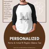 Gepersonaliseerde naam & Initiaal 3/4 Raglan Sleev T-shirt