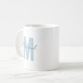 Gepersonaliseerde naam Initiaal Blauw Monogram Coo Koffiemok (Voorkant links)