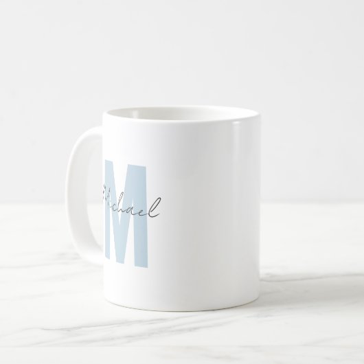 Gepersonaliseerde naam Initiaal Blauw Monogram Coo Koffiemok (Voorkant links)