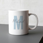 Gepersonaliseerde naam Initiaal Blauw Monogram Coo Koffiemok