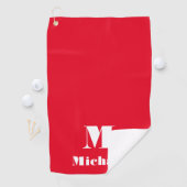 Gepersonaliseerde naam Initiaal Effen kleur Rood Golfhanddoek (Insitu)