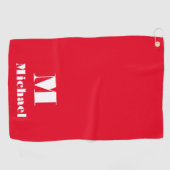 Gepersonaliseerde naam Initiaal Effen kleur Rood Golfhanddoek (Horizontaal)
