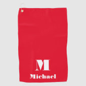 Gepersonaliseerde naam Initiaal Effen kleur Rood Golfhanddoek (Voorkant)