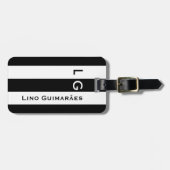 Gepersonaliseerde naam&initiaal Modern Black Strip Bagagelabel (Voorkant horizontaal)