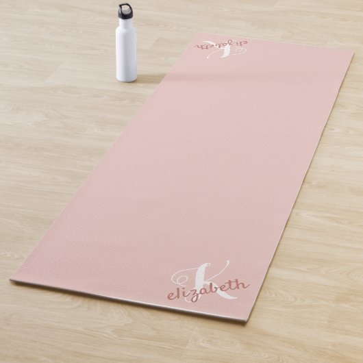 Gepersonaliseerde naam Initiaal Roze Monogram Yogamat (In situ)