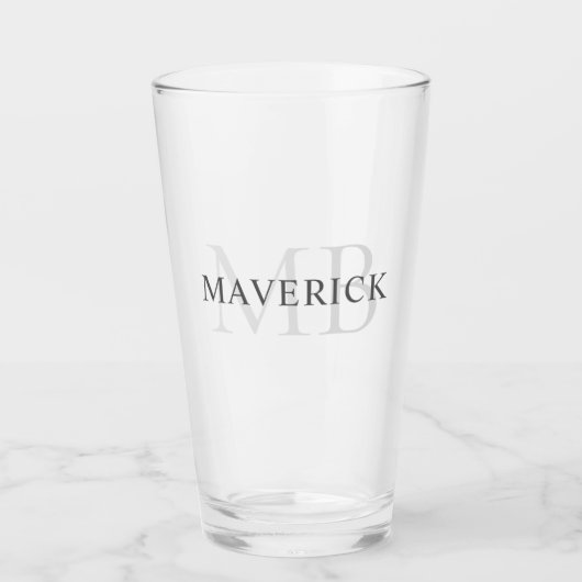 Gepersonaliseerde naam & Initialen Monogram Bier Glas (Voorkant)