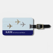 Gepersonaliseerde (naam+initialen) Reisvliegtuigen Bagagelabel (Voorkant horizontaal)