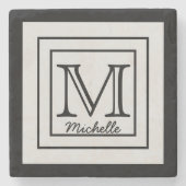 Gepersonaliseerde naam Initialen Stenen Onderzetter (Voorkant)