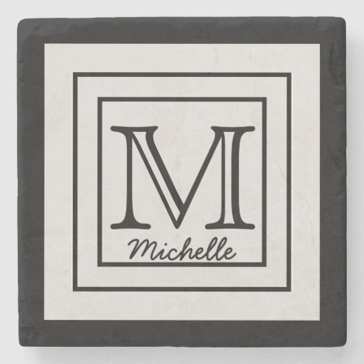 Gepersonaliseerde naam Initialen Stenen Onderzetter (Voorkant)