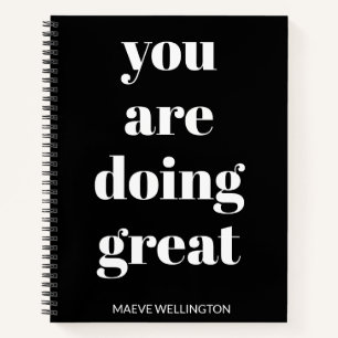 Gepersonaliseerde naam Inspirerend Quote Zwart Wit Notitieboek