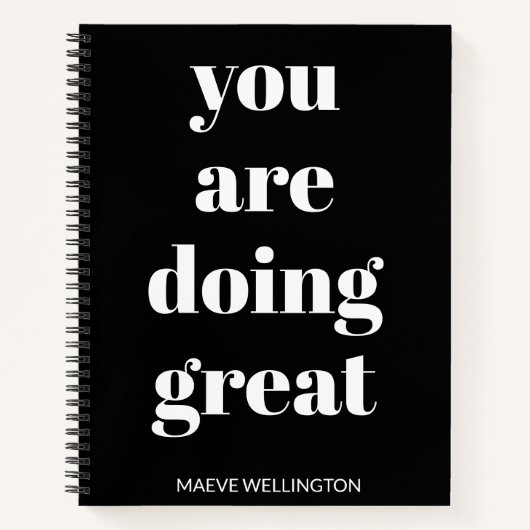 Gepersonaliseerde naam Inspirerend Quote Zwart Wit Notitieboek (Voorkant)