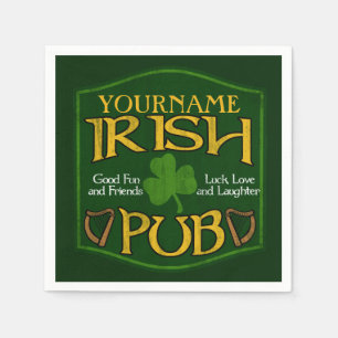 Gepersonaliseerde naam Irish Pub Paper servetten