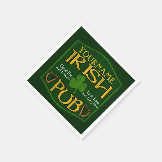 Gepersonaliseerde naam Irish Pub Paper servetten (Hoek)