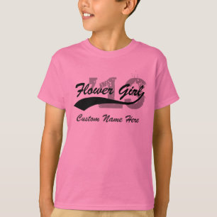 Gepersonaliseerde naam & jaar Bloemenmeisje Shirt