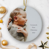 Gepersonaliseerde Naam Jaar Eerste Kerstmis Baby F Keramisch Ornament