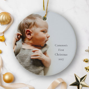 Gepersonaliseerde Naam Jaar Eerste Kerstmis Baby F Keramisch Ornament