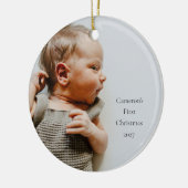 Gepersonaliseerde Naam Jaar Eerste Kerstmis Baby F Keramisch Ornament (Links)