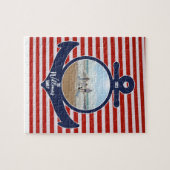 Gepersonaliseerde Naam & Jaar Rood Wit & Blauw Ank Legpuzzel (Horizontaal)