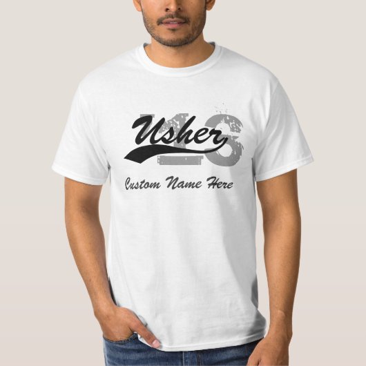Gepersonaliseerde naam & jaar Usher T-shirt (Voorkant)