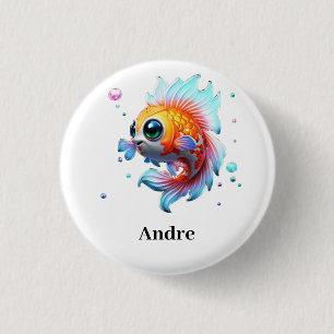 Gepersonaliseerde naam Japanse Koi Fish Ronde Button 3,2 Cm
