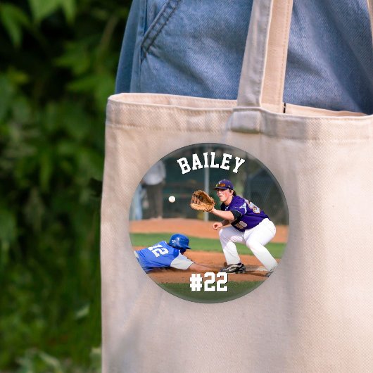 Gepersonaliseerde naam & Jersey nummer honkbal fot Ronde Button 5,7 Cm