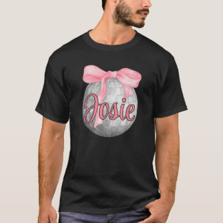 Gepersonaliseerde naam Josie Coquette Bow Pink Dis T-shirt