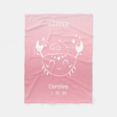 Gepersonaliseerde naam Kanker Zodiak Geboortedatum Fleece Deken (Voorkant)