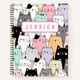 Gepersonaliseerde naam Kawaii Cat Notitieboek
