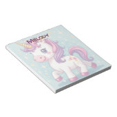 Gepersonaliseerde naam Kawaii Sparkle Unicorn Notitieblok (Schuin)