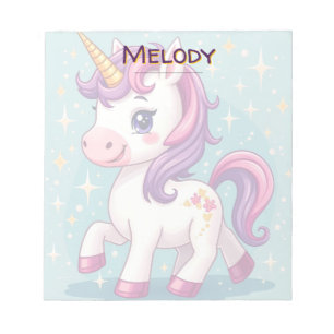 Gepersonaliseerde naam Kawaii Sparkle Unicorn Notitieblok