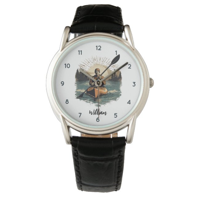 Gepersonaliseerde naam Kayaking Kayaker horloge (Voorkant)