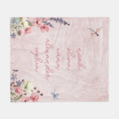 Gepersonaliseerde naam Keepsake Wildflower Roze Fleece Deken (Voorkant (Horizontaal))
