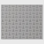 Gepersonaliseerde naam kerstboom Grijs cadeautje Cadeaupapier (Vlak)