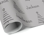Gepersonaliseerde naam kerstboom Grijs cadeautje Cadeaupapier (Rol Hoek)