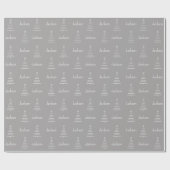 Gepersonaliseerde naam kerstboom Grijs cadeautje Cadeaupapier (Vlak)