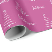 Gepersonaliseerde naam Kerstboom Roos Violet Gift Cadeaupapier (Rol Hoek)