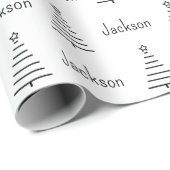 Gepersonaliseerde naam Kerstboom Zwart & Wit Cadeaupapier (Rol Hoek)