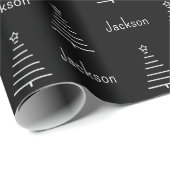 Gepersonaliseerde naam Kerstboom Zwart & Wit Cadeaupapier (Rol Hoek)
