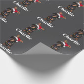 Gepersonaliseerde Naam Kerstdashond Hond Lichten Cadeaupapier (Hoek)