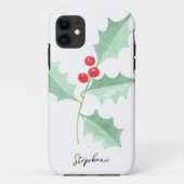 Gepersonaliseerde naam kerstgroen & rode Berry Case-Mate iPhone Case (Achterkant)