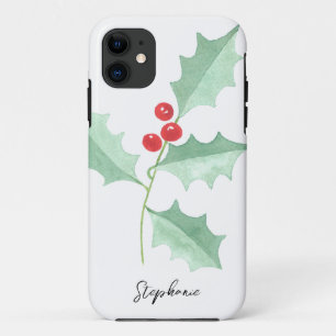 Gepersonaliseerde naam kerstgroen & rode Berry Case-Mate iPhone Case
