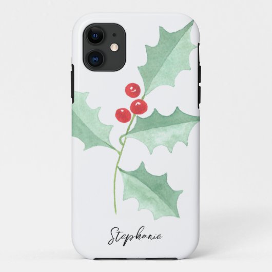 Gepersonaliseerde naam kerstgroen & rode Berry Case-Mate iPhone Case (Achterkant)