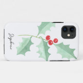Gepersonaliseerde naam kerstgroen & rode Berry Case-Mate iPhone Case (Achterkant (horizontaal))
