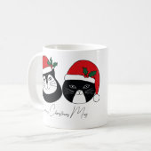 Gepersonaliseerde naam Kerstkat met kerst Pet Koffiemok (Voorkant links)