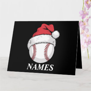 Gepersonaliseerde naam Kerstmis Baseball Santa Hat Kaart