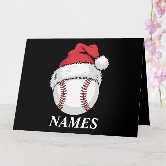 Gepersonaliseerde naam Kerstmis Baseball Santa Hat Kaart (Orchidee)