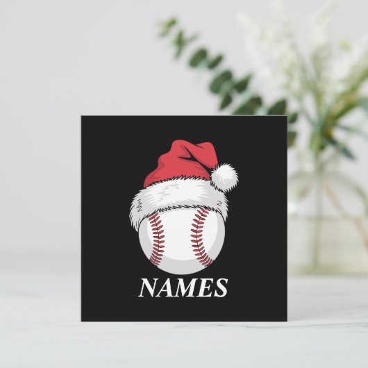 Gepersonaliseerde naam Kerstmis Baseball Santa Hat Kaart (Staand voorkant)
