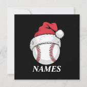 Gepersonaliseerde naam Kerstmis Baseball Santa Hat Kaart (Voorkant)